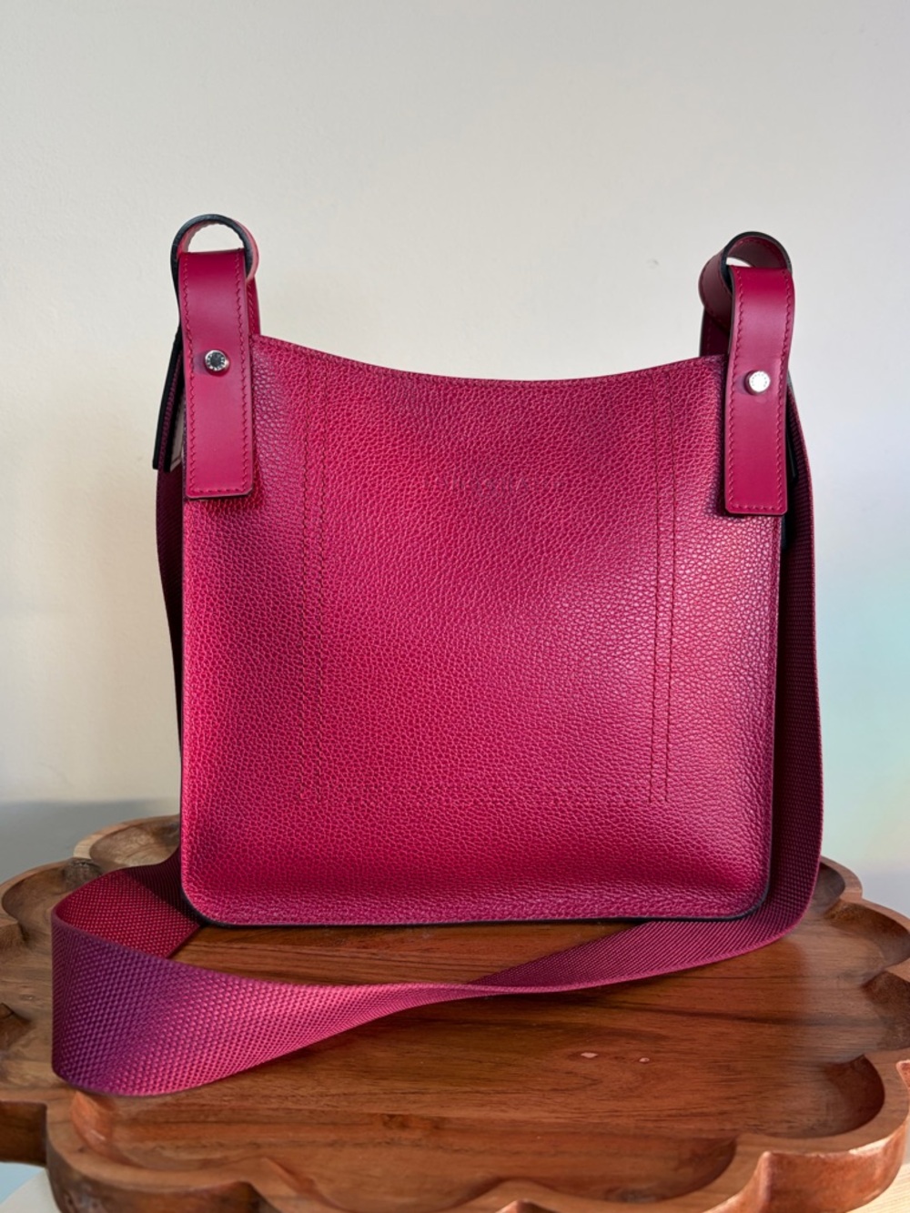 Longchamp Le’Foulonne S Leather Crossbody Beetroot Magenta Like New
